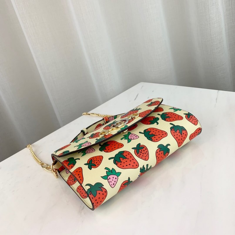 Gucci zumi estampado de fresa pequeño bolso de hombro 572375-7
