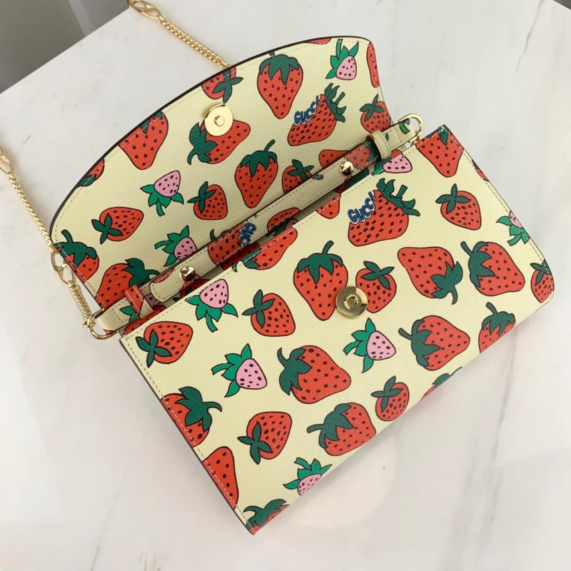 Gucci zumi estampado de fresa pequeño bolso de hombro 572375-8