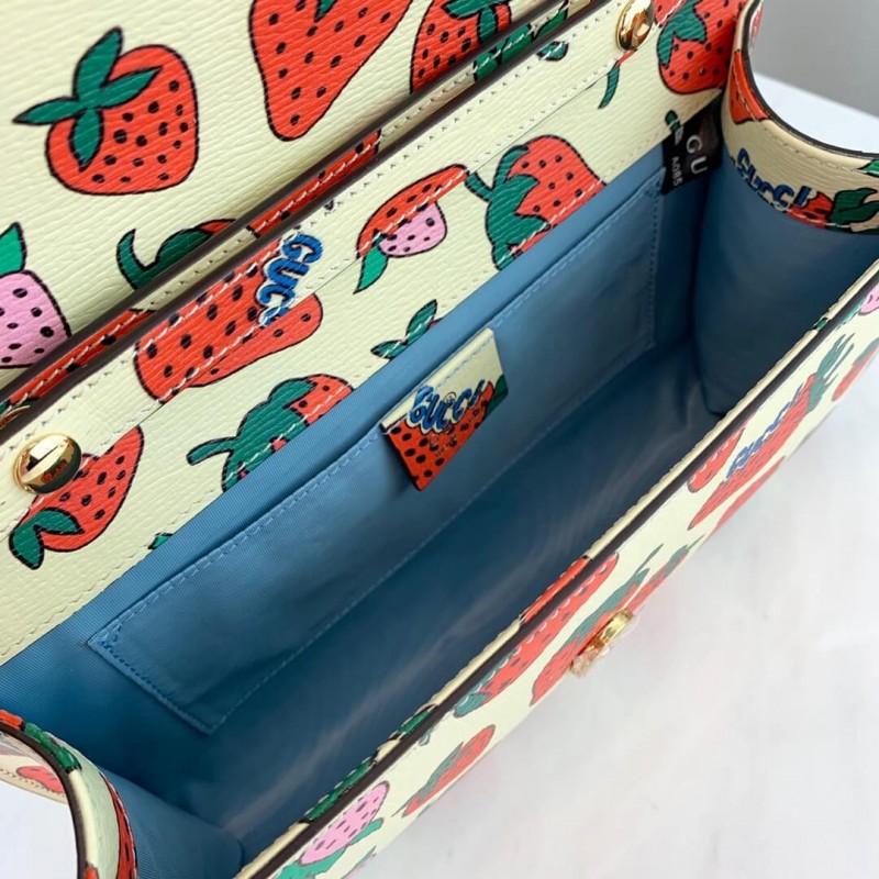 Gucci zumi estampado de fresa pequeño bolso de hombro 572375-9