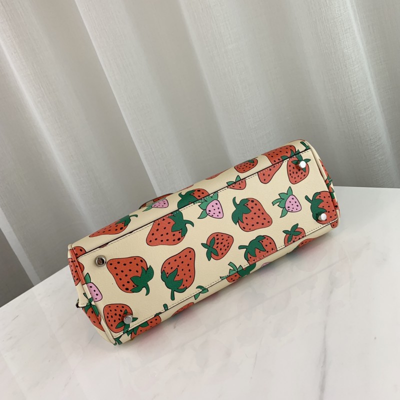 Gucci zumi estampado de fresa pequeña bolsa de mango superior 569712-1