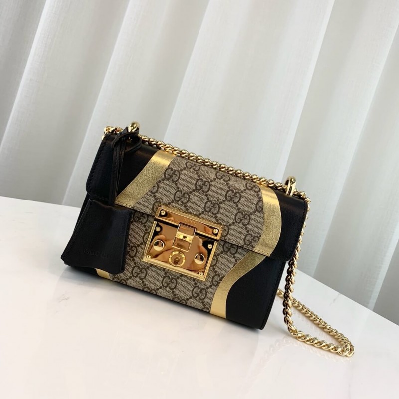 Gucci Cadlock Pequeño bolso de hombro GG 432182 Negro-1
