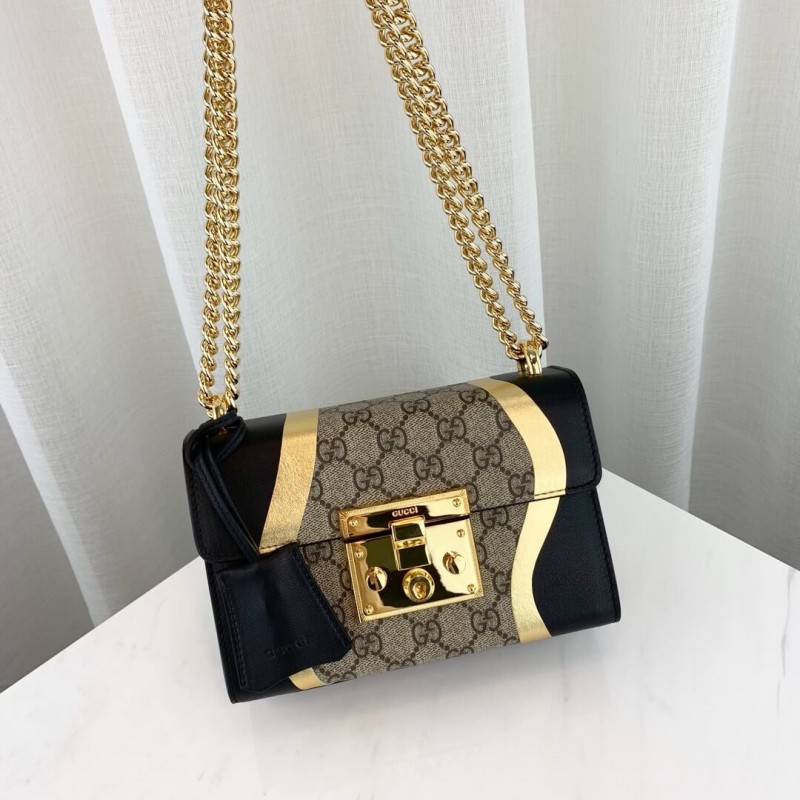Gucci Cadlock Pequeño bolso de hombro GG 432182 Negro-4