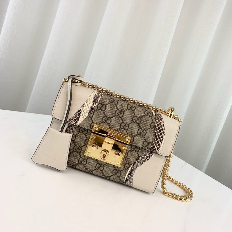 Gucci Cadlock Snakesking Small Shoulder Bolsa 432182 White-1