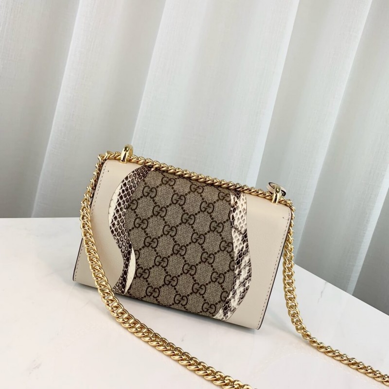 Gucci Cadlock Snakesking Small Shoulder Bolsa 432182 White-2