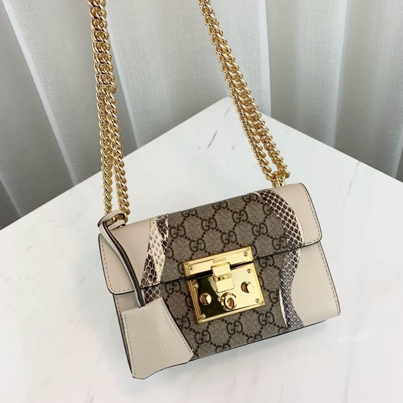 Gucci Cadlock Snakesking Small Shoulder Bolsa 432182 White-4