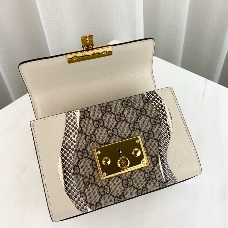 Gucci Cadlock Snakesking Small Shoulder Bolsa 432182 White-6