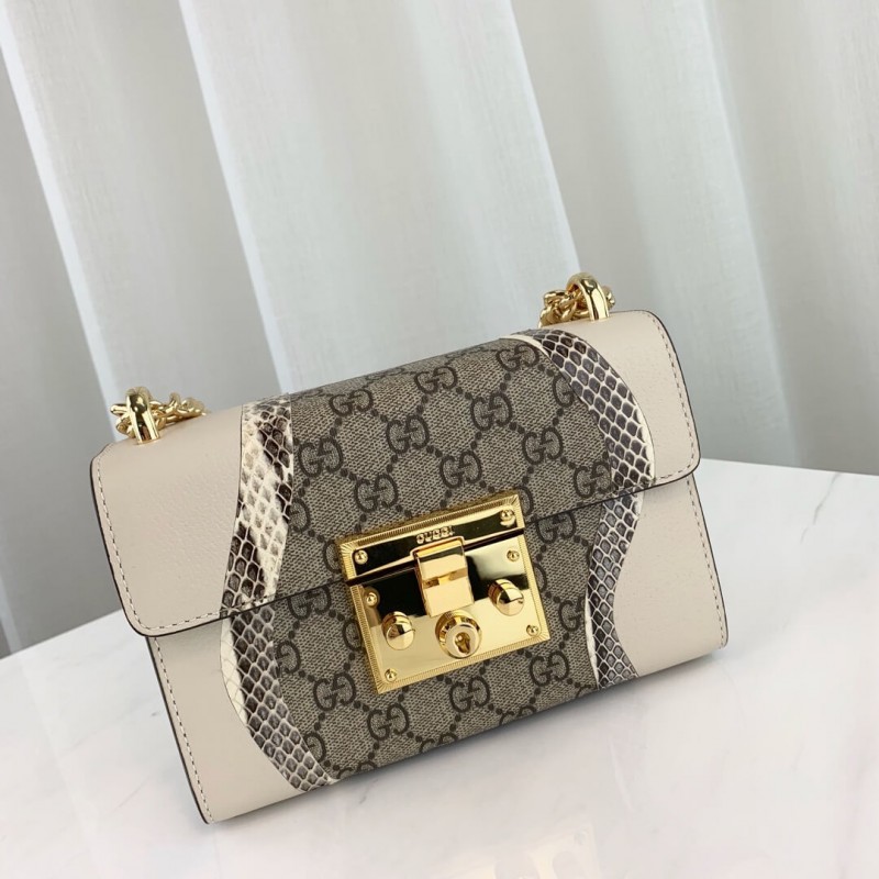 Gucci Cadlock Snakesking Small Shoulder Bolsa 432182 White-7