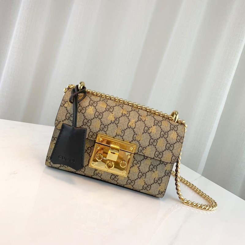 Gucci candado pequeño GG Bees Shoulder Bolsa 409487-3
