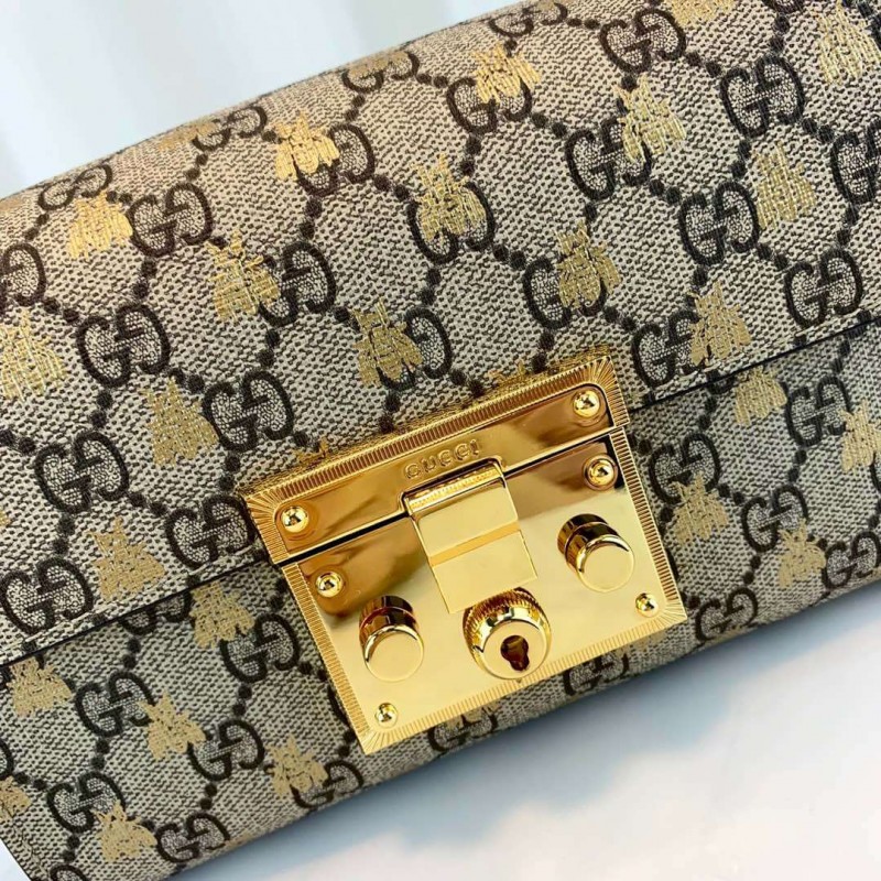 Gucci candado pequeño GG Bees Shoulder Bolsa 409487-6