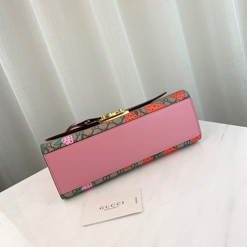 Gucci candado GG Strawberry Medium Shoulder Bolsa 409486-3