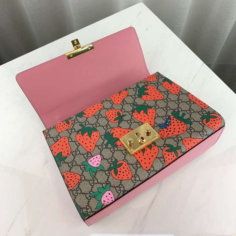 Gucci candado GG Strawberry Medium Shoulder Bolsa 409486-4