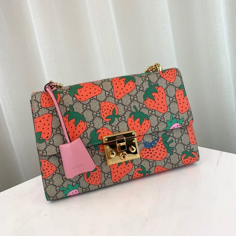 Gucci candado GG Strawberry Medium Shoulder Bolsa 409486-5