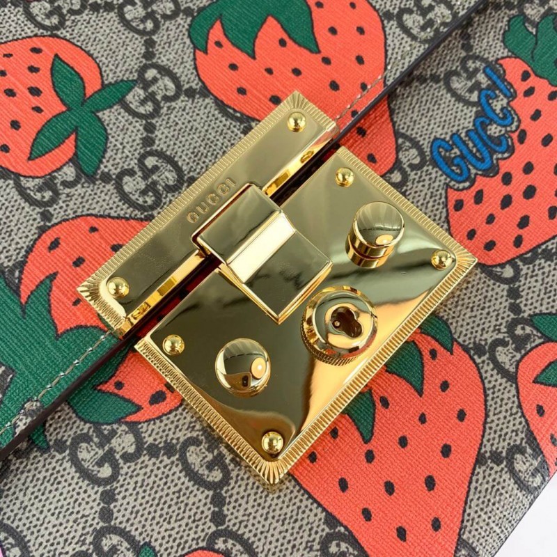 Gucci candado GG Strawberry Medium Shoulder Bolsa 409486-6