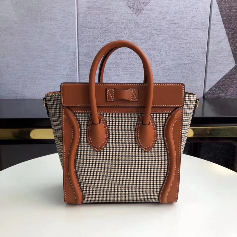 Bolsa de equipaje Celine Nano en tweed y piel de ternera lisa 189242-4