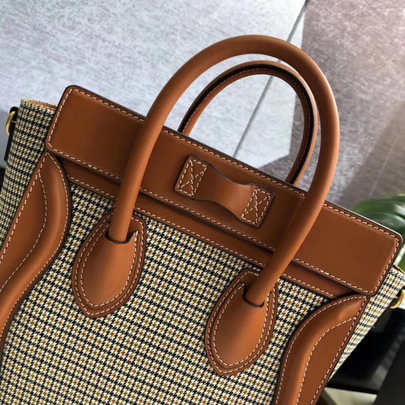 Bolsa de equipaje Celine Nano en tweed y piel de ternera lisa 189242-7