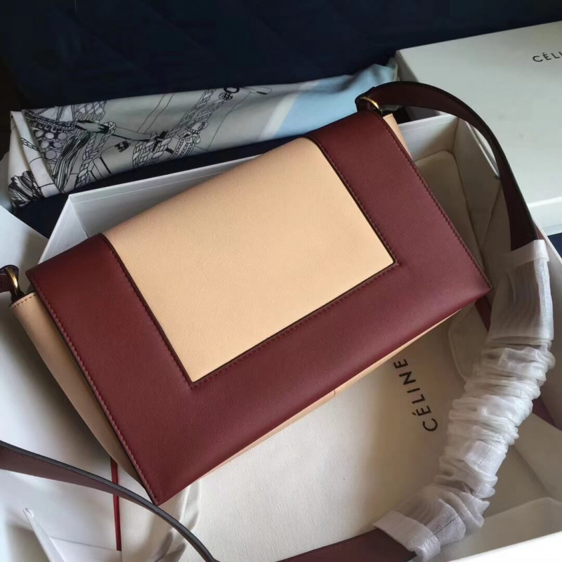 Bolso de hombro medio de marco Celine 180263 rojo/beige-4