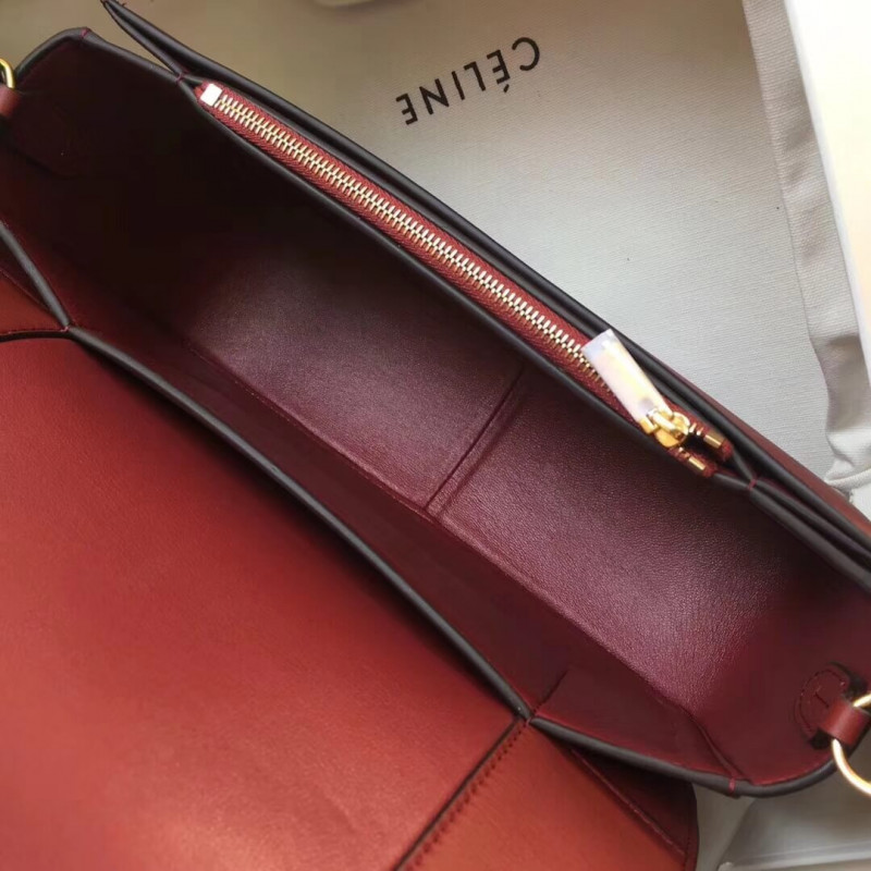 Bolso de hombro medio de marco Celine 180263 rojo/beige-7