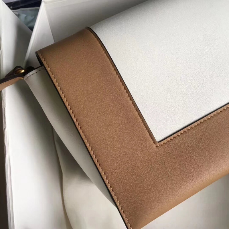 Bolso de hombro medio de marco Celine 180263 albaricoque/blanco-1