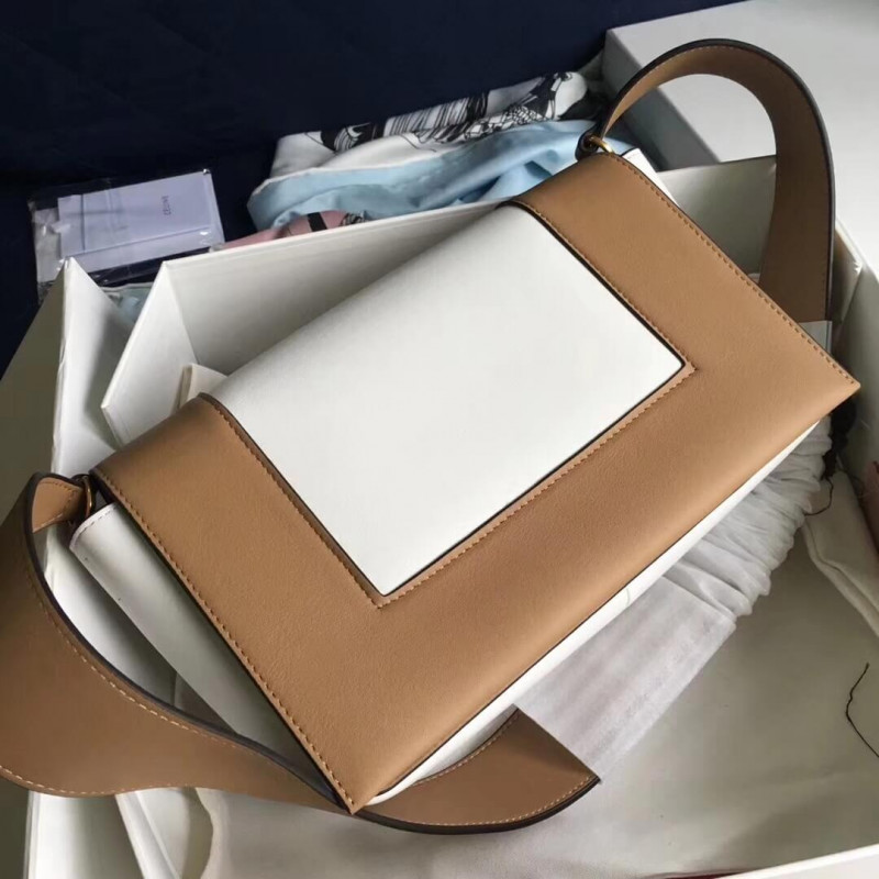 Bolso de hombro medio de marco Celine 180263 albaricoque/blanco-3