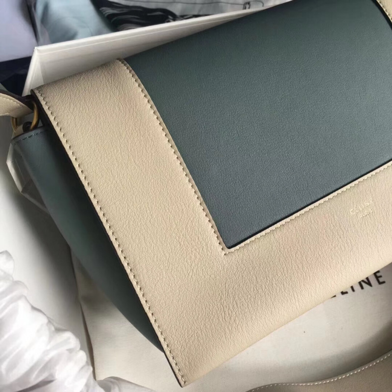 Bolso de hombro medio de marco Celine 180263 Blanco/azul claro-1
