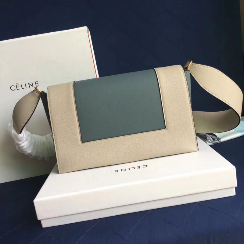 Bolso de hombro medio de marco Celine 180263 Blanco/azul claro-5