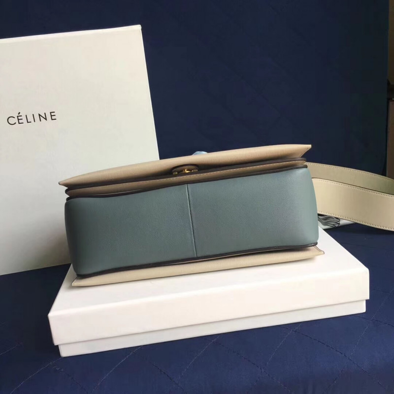 Bolso de hombro medio de marco Celine 180263 Blanco/azul claro-7