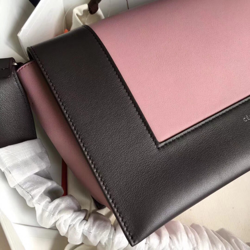 Bolso de hombro medio de marco Celine 180263 negro/rosa-1