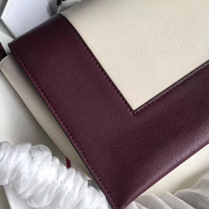 Bolso de hombro medio de marco Celine 180263 Borgoña/Blanco-1