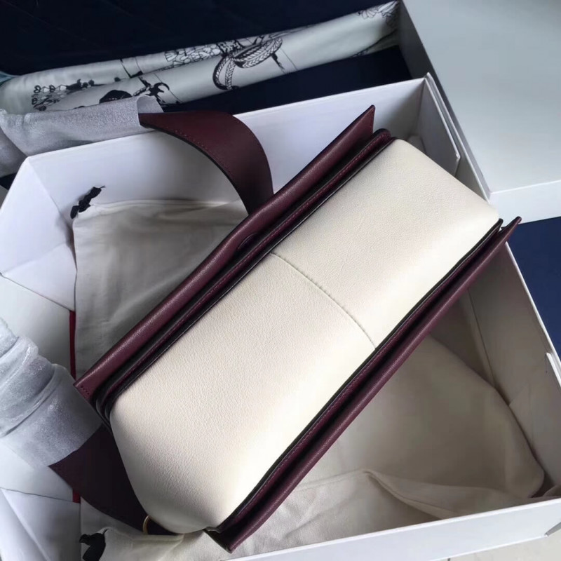 Bolso de hombro medio de marco Celine 180263 Borgoña/Blanco-4