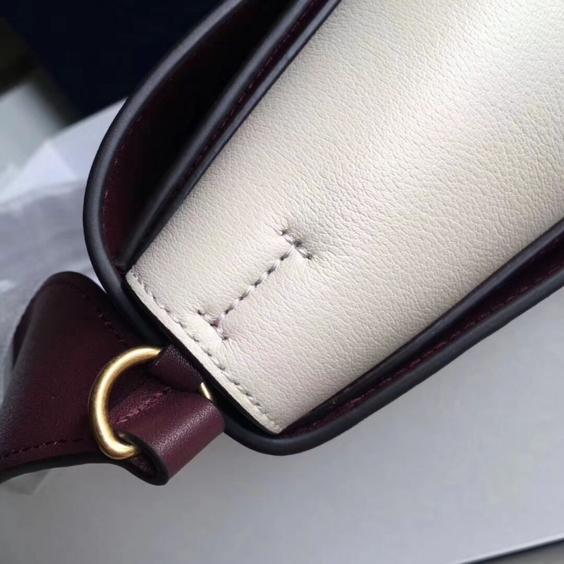 Bolso de hombro medio de marco Celine 180263 Borgoña/Blanco-5
