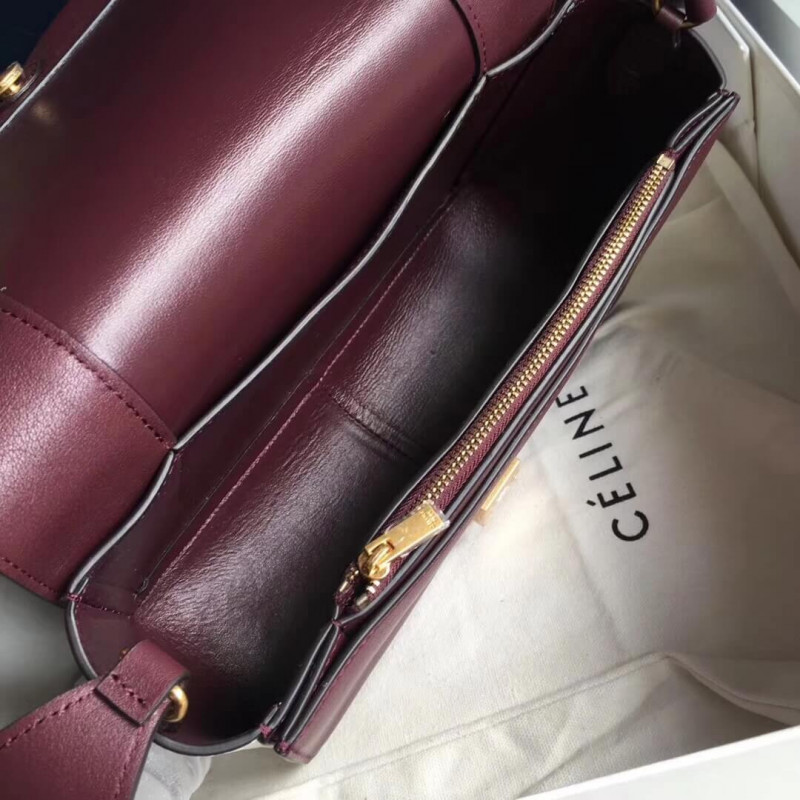 Bolso de hombro medio de marco Celine 180263 Borgoña/Blanco-7