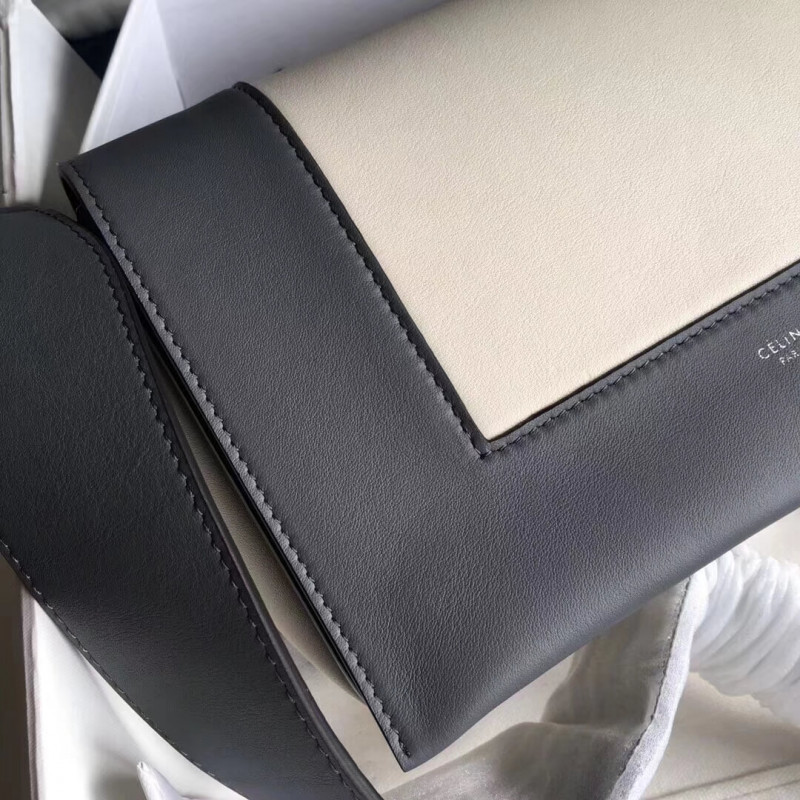Bolsa de hombro medio de marco Celine 180263 gris/blanco-1