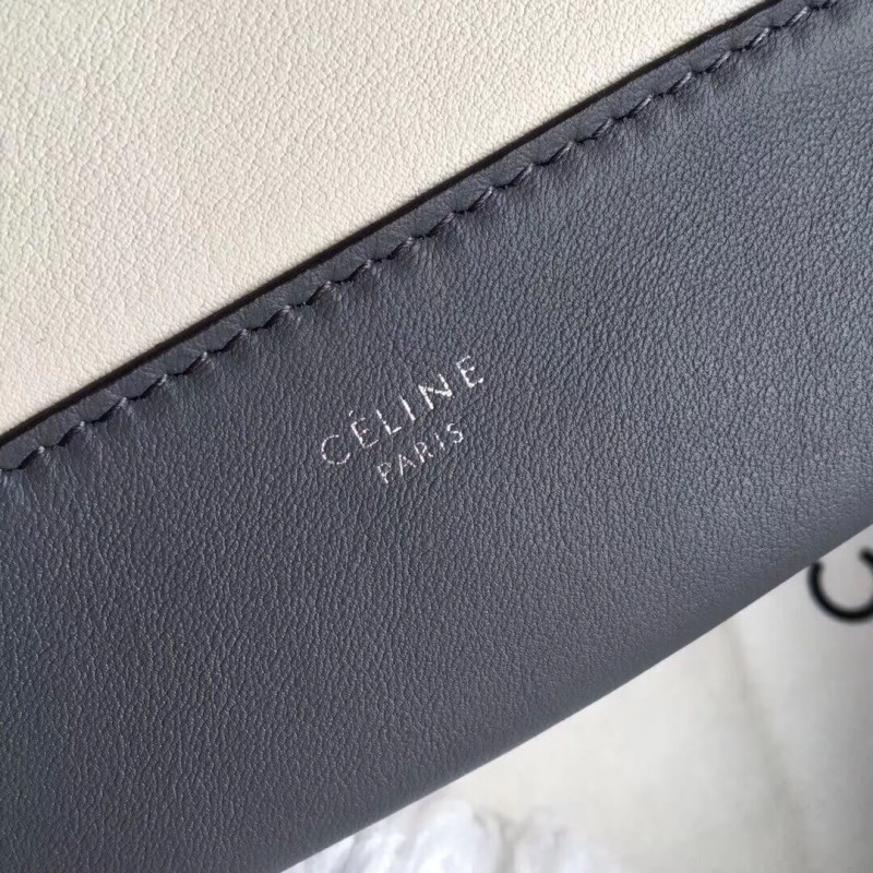 Bolsa de hombro medio de marco Celine 180263 gris/blanco-2