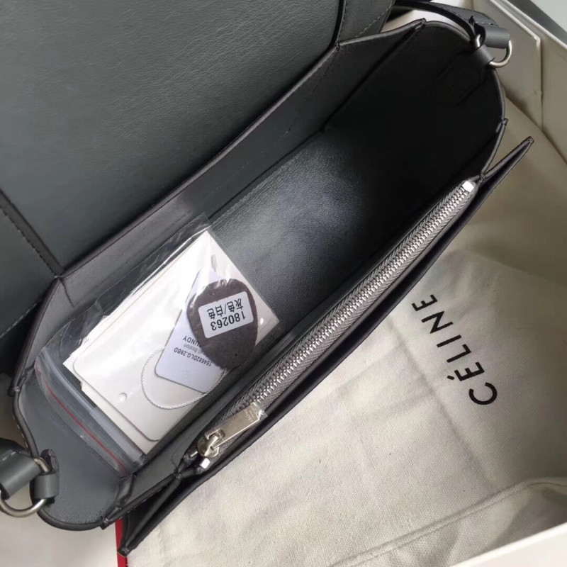 Bolsa de hombro medio de marco Celine 180263 gris/blanco-6