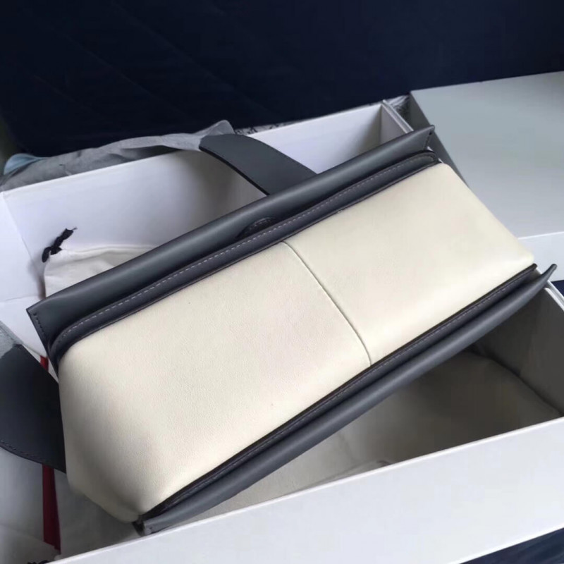 Bolsa de hombro medio de marco Celine 180263 gris/blanco-8