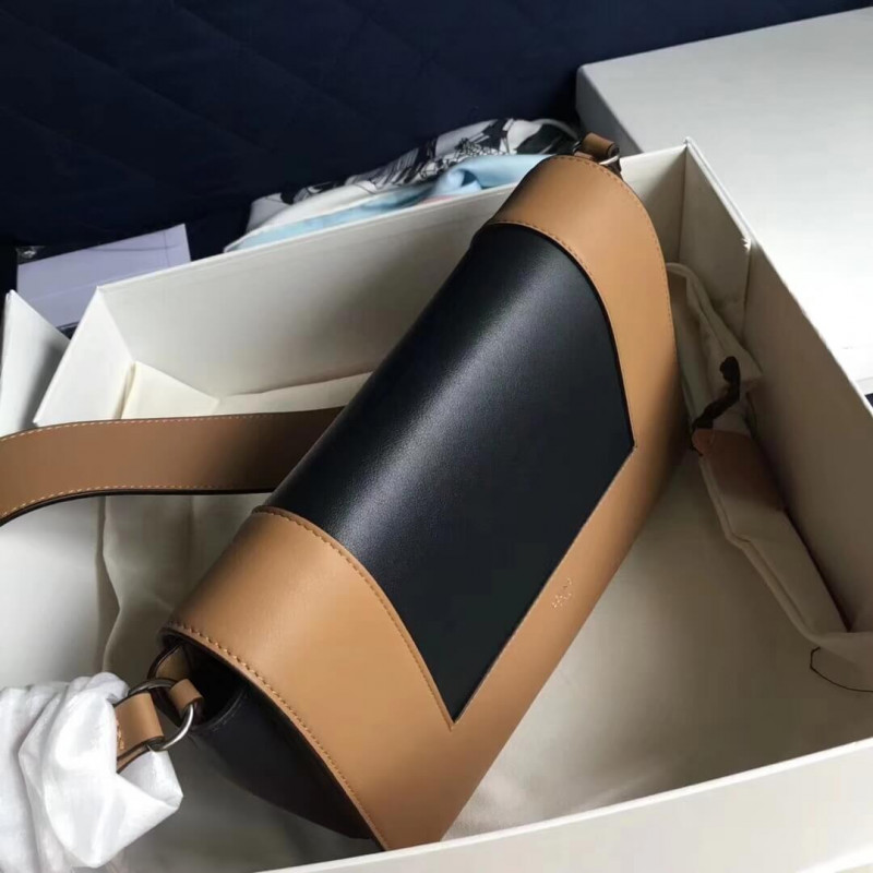 Bolso de hombro medio de marco Celine 180263 marrón/negro-3