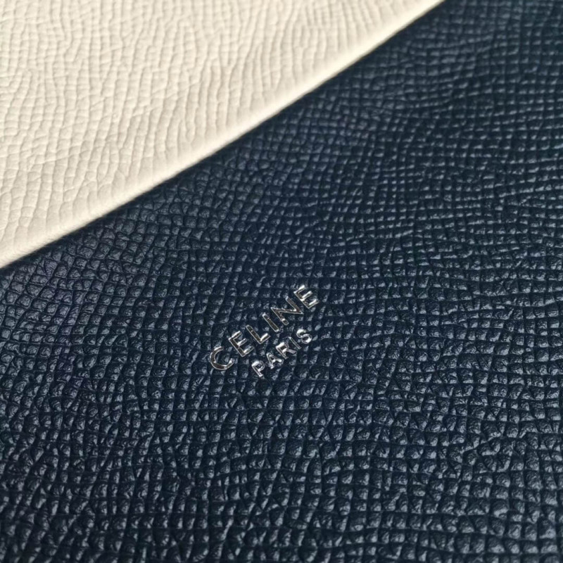 Celine Cabas pequeñas en becerro de grano 189813 Blanco/azul-1