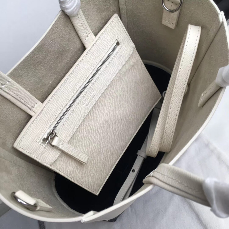 Celine Cabas pequeñas en becerro de grano 189813 Blanco/azul-4