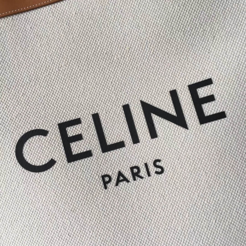 Celine vertical Cabas Celine en lienzo con impresión Celine y piel de ternero 190402-4