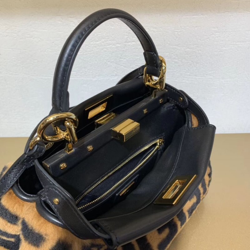 Fendi Peekaboo icónico mini bolso de piel de oveja marrón 8bn244-7