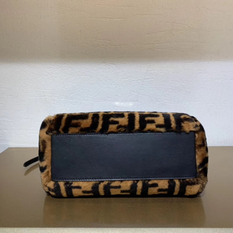 Fendi Peekaboo icónico mini bolso de piel de oveja marrón 8bn244-8