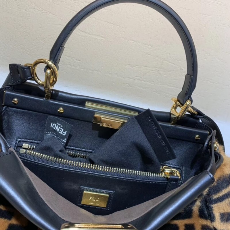 Fendi Peekaboo icónico Bolsa de piel de oveja marrón mediana 8bn290-7