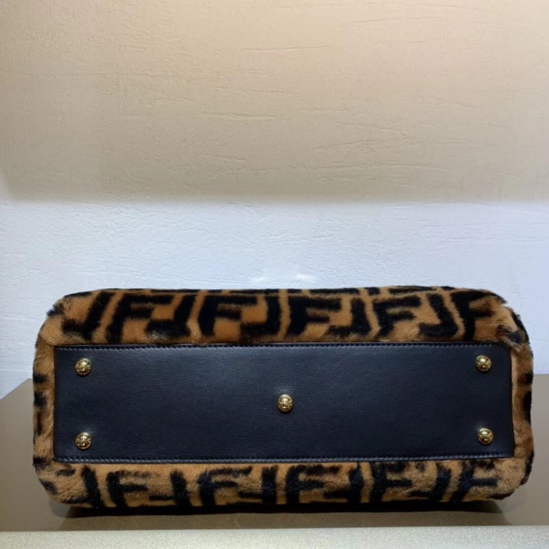 Fendi Peekaboo icónico Bolsa de piel de oveja marrón mediana 8bn290-8