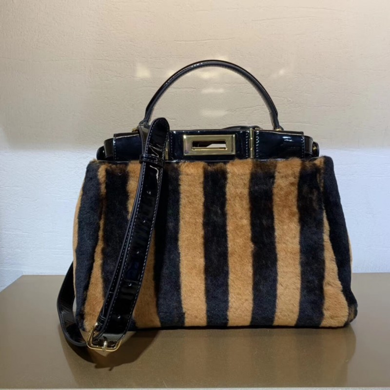 Fendi Peekaboo icónico Medium Black Mink Bolsa 8bn290-1
