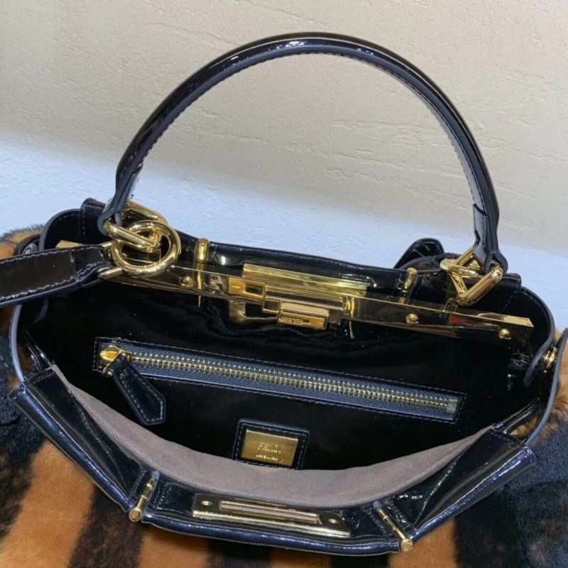 Fendi Peekaboo icónico Medium Black Mink Bolsa 8bn290-6