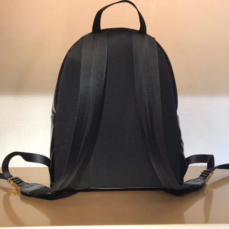 Fendi Mania logo Zucca recubierto medio de lona negra mochila 8BZ039-4