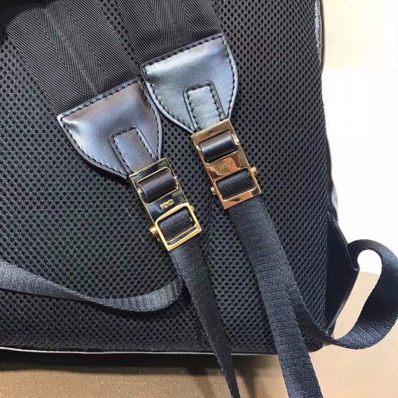 Fendi Mania logo Zucca recubierto medio de lona negra mochila 8BZ039-5