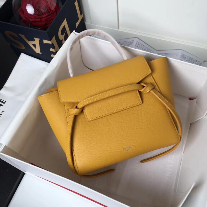 Bolsa de cinturón micro Celine en becerro grano 189153 amarillo-1