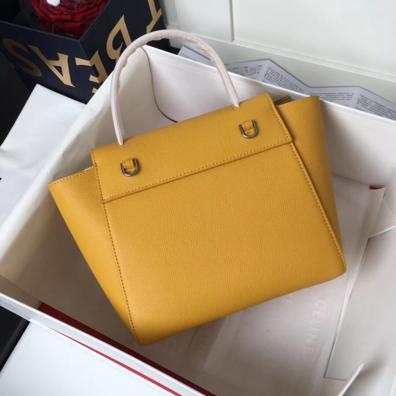 Bolsa de cinturón micro Celine en becerro grano 189153 amarillo-4