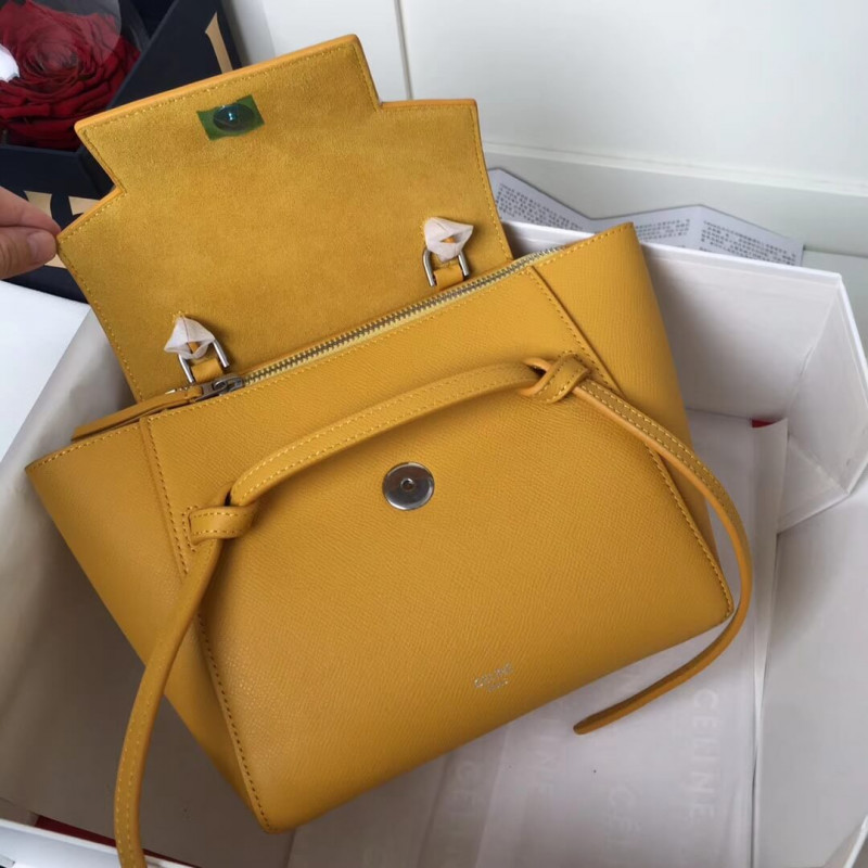 Bolsa de cinturón micro Celine en becerro grano 189153 amarillo-6